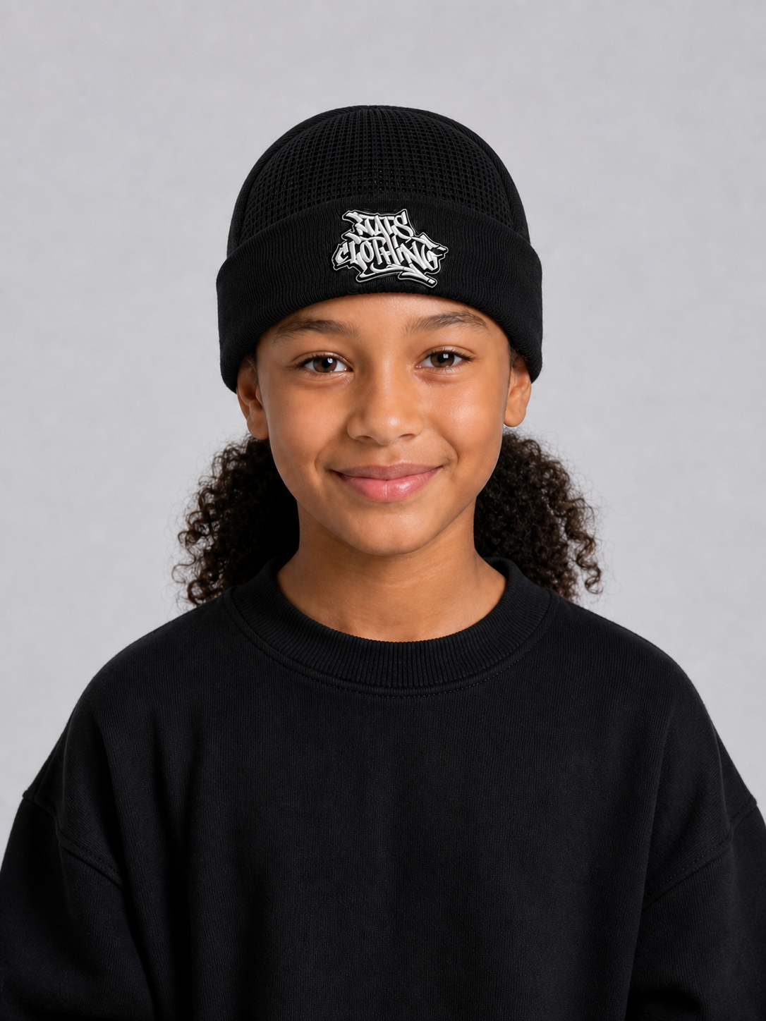Bonnet Headspin NATS Graff enfant, noir, fille de face
